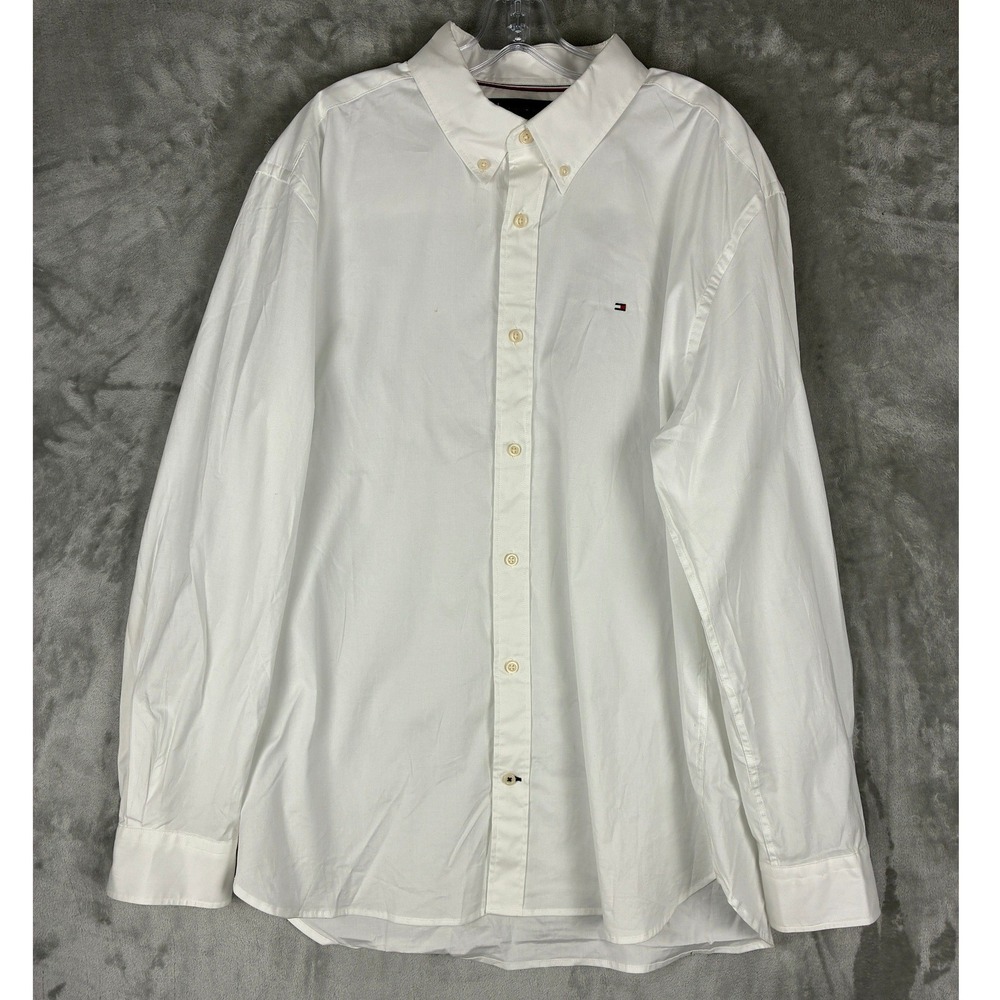 Tommy Hilfiger Mens Regular Fit Stretch Button Down Shirt White XL 78JB396